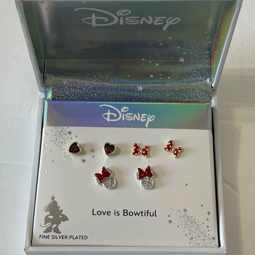 Disney Classics Jewelry | Minnie Mouse Bow Earrings Set